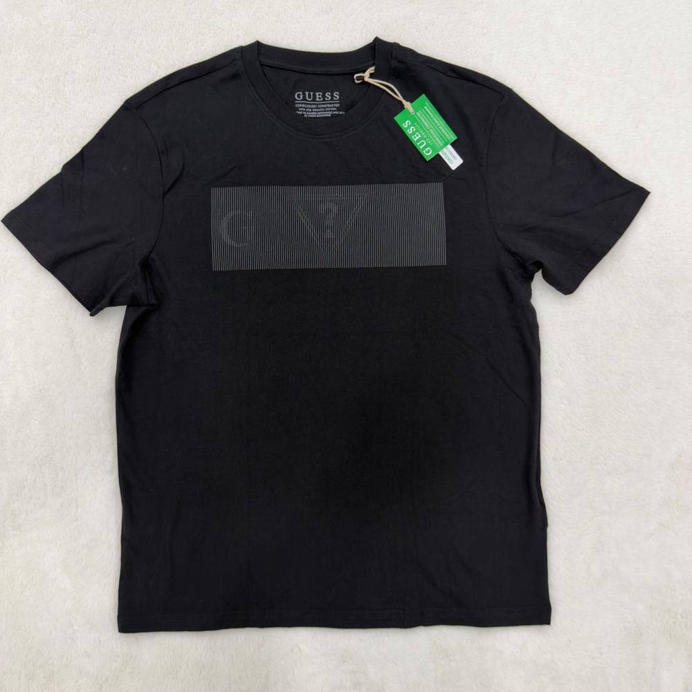 Guess Mens Black Organic Cotton Graphic Logo T-Shirt XBV10K KAK91 Size M NEW